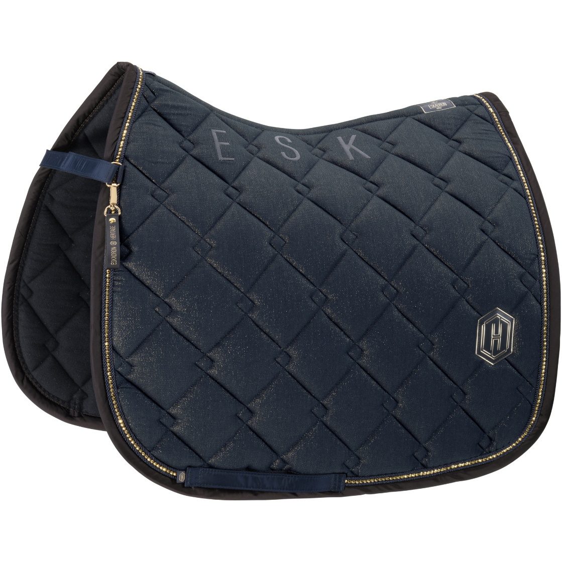 2025 Eskadron Heritage Cotton Glitter Crystal Saddle Cloth 211358 423 380 - Navy